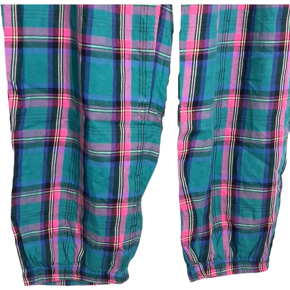Victoria’s Secret Pink Green Plaid Pajama Pants Elastic Ankles L Short 26” Ins - Picture 5 of 9
